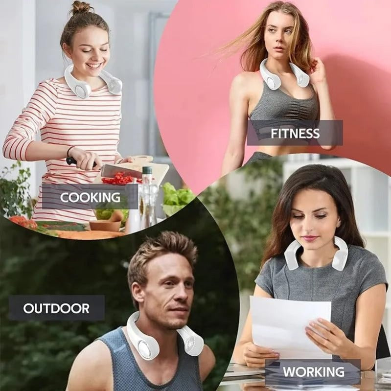 360° Bladeless Wearable Neck Fan – USB-C Rechargeable with 3 Speeds
