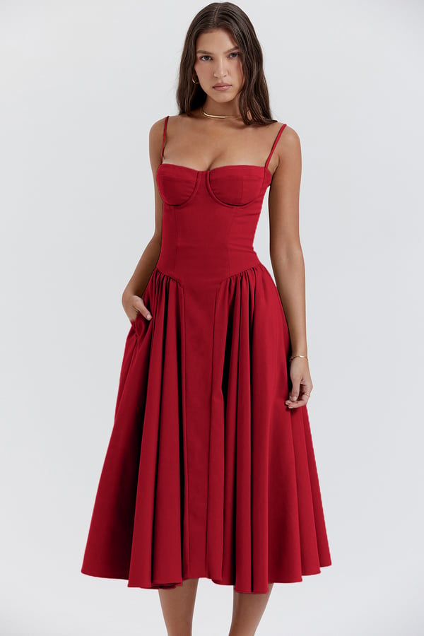 Vivi™ | Ärmelloses Midikleid mit Korsett-Passform