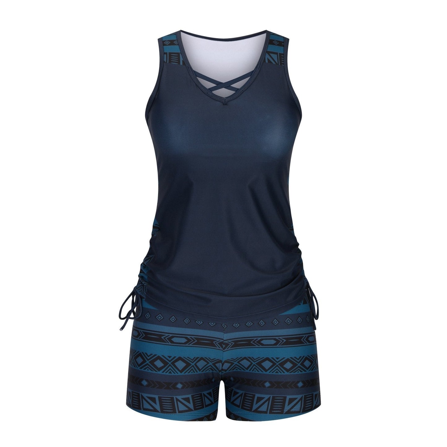 Luxlue Damen-Tankini-Set mit Bauchkontrolle und integriertem BH – Figurformende Boho-Bademode mit Shorts