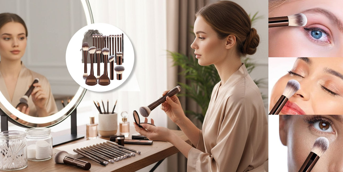 GlamPro – Premium 20-teiliges Coffee Make-up Pinsel Set