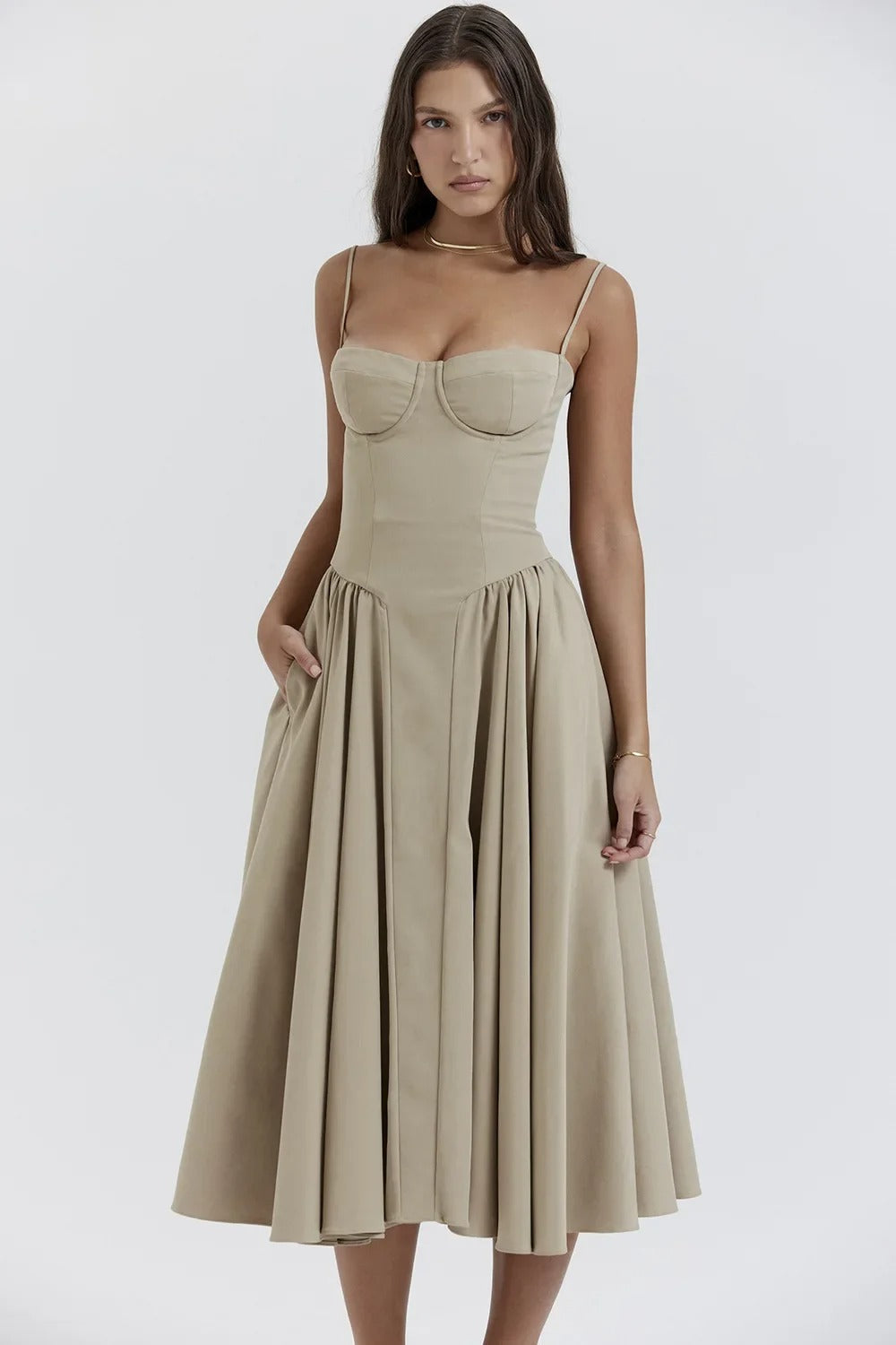 Vivi™ | Ärmelloses Midikleid mit Korsett-Passform