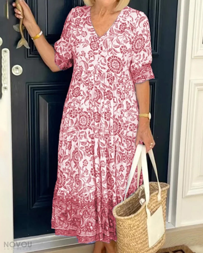 Helena™ | Blumenkleid mit V-Ausschnitt
