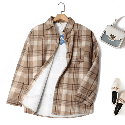 Eva™ | Karierte Jacke mit Pelz